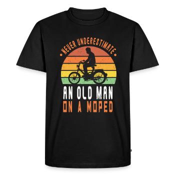Mobylette homme sous-estimer mobylette Mokick Vintage - T-shirt Premium bio Homme - noir - Devant - Nico (187cm)