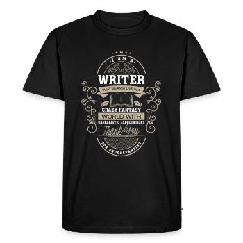 Auteur livre écrivain monde fantastique fou - T-shirt Premium bio Homme - noir - Devant - Nico (187cm)