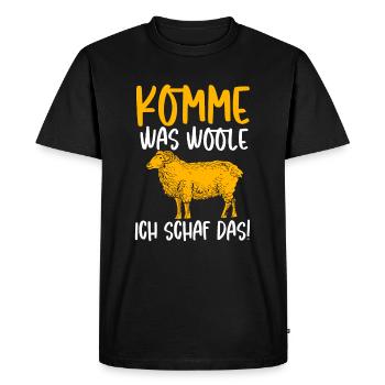 Viens Ce que la laine Je le mouton! - T-shirt Premium bio Homme - noir - Devant - Nico (187cm)