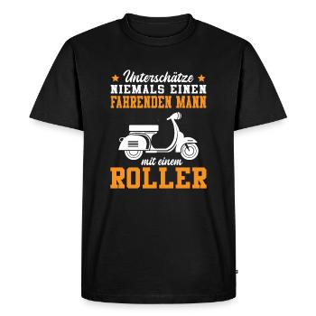 Unterschätze Niemals Fahrenden Mann Roller - Männer Premium Bio T-Shirt - Schwarz - Vorne - Nico (187cm)