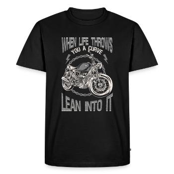 Life Throws Curve Lean Into It Motorcycles Biker - Men's Premium Organic T-Shirt - black - Front - Nico (187cm)