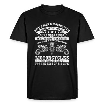 Motorrad Motorradfahrer Ehemann Ehefrau Motorräder - Männer Premium Bio T-Shirt - Schwarz - Vorne - Nico (187cm)