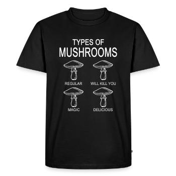 Types de champignons Champignons Champignons Cueillette de champignons - T-shirt Premium bio Homme - noir - Devant - Nico (187cm)