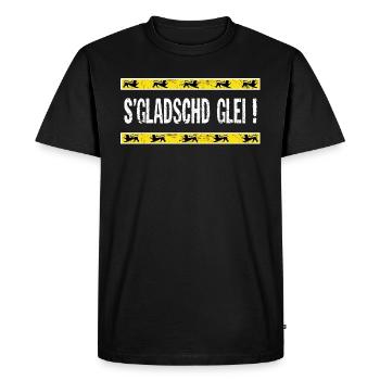 sgladschdglei Sächsich für Es klatscht gleich - Männer Premium Bio T-Shirt - Schwarz - Vorne - Nico (187cm)