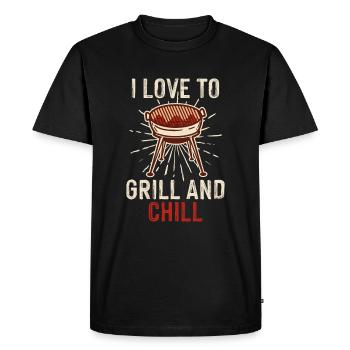 Love Grilling And Chilling Grill Lovers Griller - Men's Premium Organic T-Shirt - black - Front - Nico (187cm)