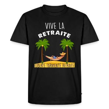 Vive La Retraite Citation Marrante Homme Retraité - T-shirt Premium bio Homme - noir - Devant - Nico (187cm)