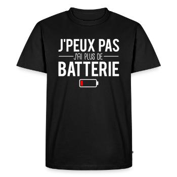 J'peux pas j'ai plus de batterie smartphone humour - T-shirt Premium bio Homme - noir - Devant - Nico (187cm)