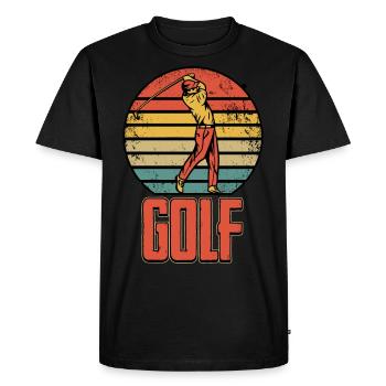 Golf Vintage Golfeur Design Coloré - T-shirt Premium bio Homme - noir - Devant - Nico (187cm)