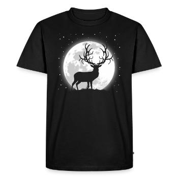 Deer under the moon - Men's Premium Organic T-Shirt - black - Front - Nico (187cm)