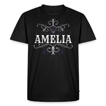 Amelia Nom Prénom Personnalisé - T-shirt Premium bio Homme - noir - Devant - Nico (187cm)