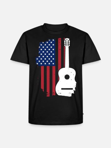 USA Flagge Gitarre - Männer Premium Bio T-Shirt - Schwarz