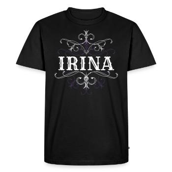 Irina Nom Prénom personnalisé - T-shirt Premium bio Homme - noir - Devant - Nico (187cm)
