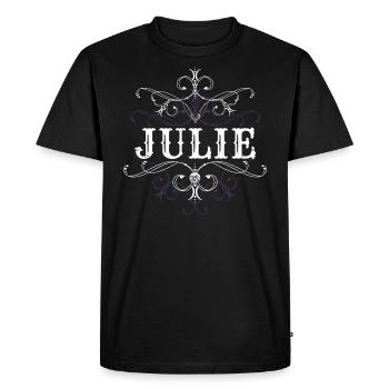 Julie Nom Prénom personnalisé - T-shirt Premium bio Homme - noir - Devant - Nico (187cm)