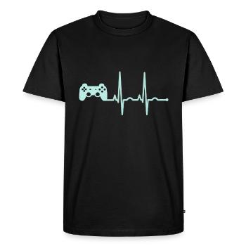 Gamer Heartbeat Zocker Herzschlag Geschenk - Männer Premium Bio T-Shirt - Schwarz - Vorne - Nico (187cm)