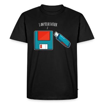 Je suis ton père, une clé USB, un vieil ordinateur - T-shirt Premium bio Homme - noir - Devant - Nico (187cm)