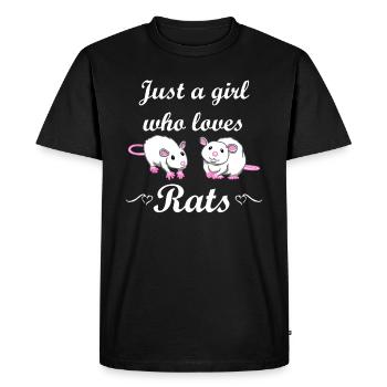 Cadeau d'amoureux de rat fille souris rat - T-shirt Premium bio Homme - noir - Devant - Nico (187cm)