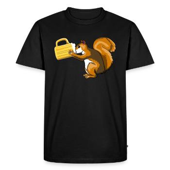 Squirrel Beer Drinking Nature Rodent Wildlife - Men's Premium Organic T-Shirt - black - Front - Nico (187cm)