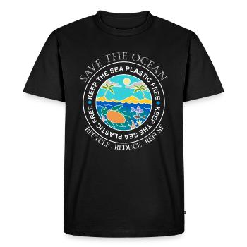 Sauvez le cadeau en plastique en plastique océan - T-shirt Premium bio Homme - noir - Devant - Nico (187cm)