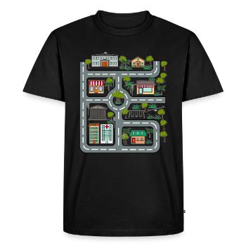 Cars Roads Children Signs Route Traffic - Men's Premium Organic T-Shirt - black - Front - Nico (187cm)