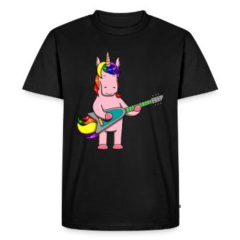Unicorn Guitar Playing Music Band Musicians - Men's Premium Organic T-Shirt - black - Front - Nico (187cm)