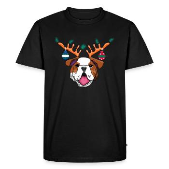 Bouledogue Chien De Noël Français Animal De Compagnie - T-shirt Premium bio Homme - noir - Devant - Nico (187cm)