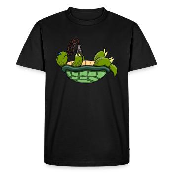 Turtle drinking soda sea holiday gift - Men's Premium Organic T-Shirt - black - Front - Nico (187cm)