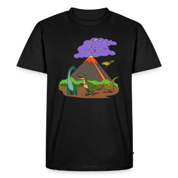 Dino dinosaur volcanic eruption eruption gift - Men's Premium Organic T-Shirt - black - Front - Nico (187cm)