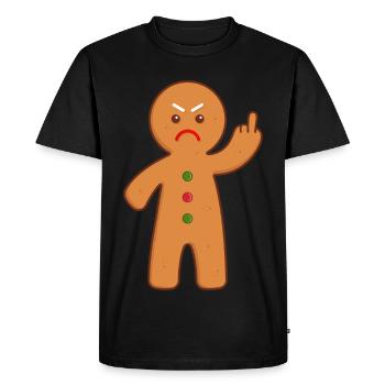 Gingerbread man stinking finger middle finger - Men's Premium Organic T-Shirt - black - Front - Nico (187cm)
