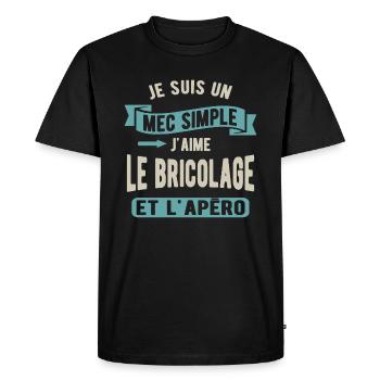 Un mec simple, bricolage et apéro - T-shirt Premium bio Homme - noir - Devant - Nico (187cm)
