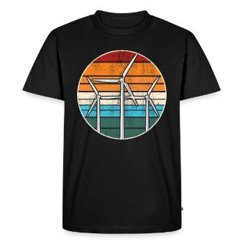 Moulin à vent Rétro Vintage Changement climatique Jour de la Terre - T-shirt Premium bio Homme - noir - Devant - Nico (187cm)