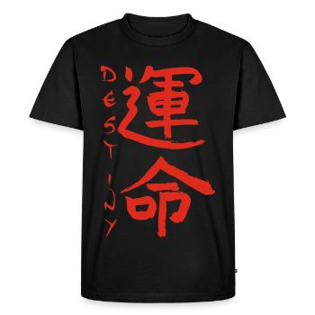 Kanji japonais rouge pour le mot destin - T-shirt Premium bio Homme - noir - Devant - Nico (187cm)
