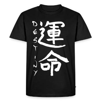 Kanji japonais blanc pour le mot destin - T-shirt Premium bio Homme - noir - Devant - Nico (187cm)