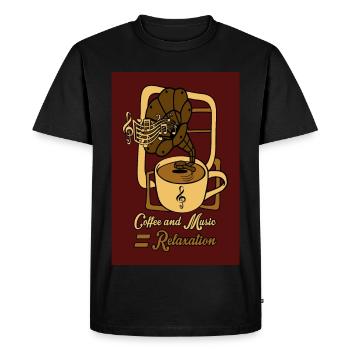 Le café et la musique sont relaxants - T-shirt Premium bio Homme - noir - Devant - Nico (187cm)