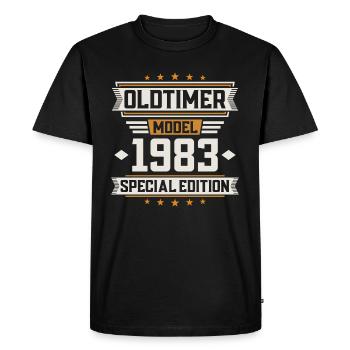 Voiture classique année 1983 - T-shirt Premium bio Homme - noir - Devant - Nico (187cm)