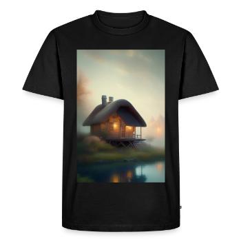 Charmante cabane au bord du lac - T-shirt Premium bio Homme - noir - Devant - Nico (187cm)