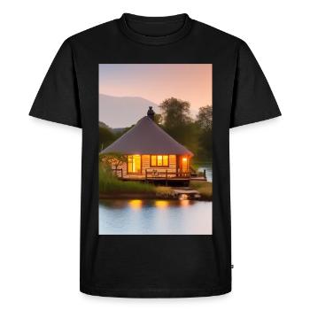 Charmante cabane au bord du lac - T-shirt Premium bio Homme - noir - Devant - Nico (187cm)