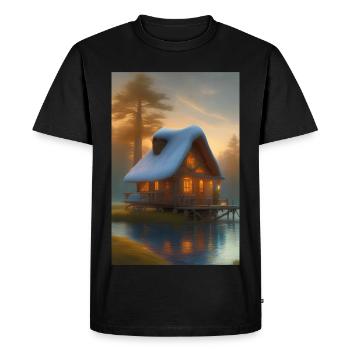 Charmante cabane au bord du lac - T-shirt Premium bio Homme - noir - Devant - Nico (187cm)