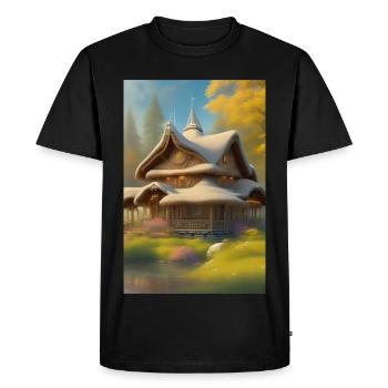 Charmante cabane au bord du lac - T-shirt Premium bio Homme - noir - Devant - Nico (187cm)