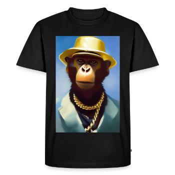 Singe cool avec chaîne en or - T-shirt Premium bio Homme - noir - Devant - Nico (187cm)