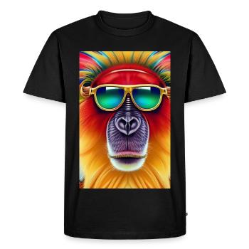 Cool monkey with sunglasses - Men's Premium Organic T-Shirt - black - Front - Nico (187cm)