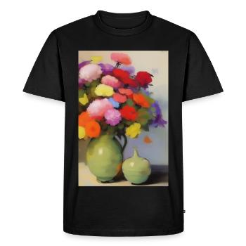Fleurs et papillon - T-shirt Premium bio Homme - noir - Devant - Nico (187cm)