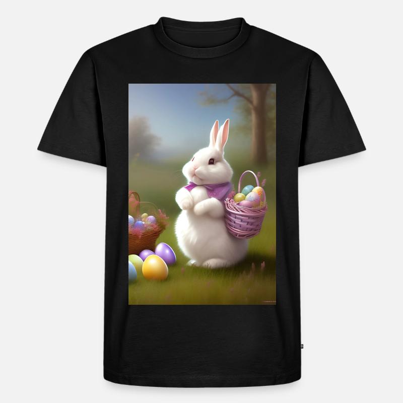 Osterhase mit Oster Eier - Männer Premium Bio T-Shirt - Schwarz