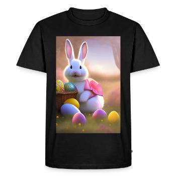 Lapin de Pâques avec œufs de Pâques - T-shirt Premium bio Homme - noir - Devant - Nico (187cm)