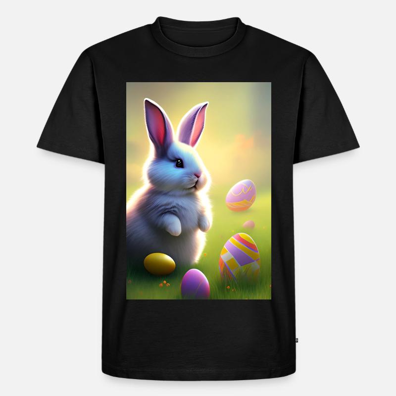 Osterhase mit Oster Eier - Männer Premium Bio T-Shirt - Schwarz