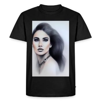 Femme avec des bijoux - T-shirt Premium bio Homme - noir - Devant - Nico (187cm)