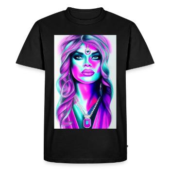 Femme avec des bijoux - T-shirt Premium bio Homme - noir - Devant - Nico (187cm)