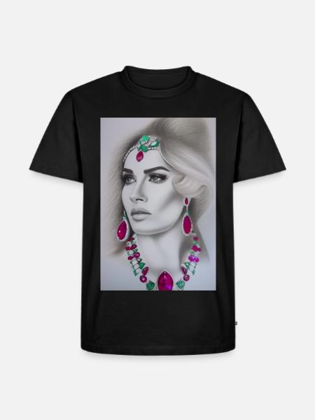 Kvinde med smykker - Herre Premium økologisk T-shirt - sort