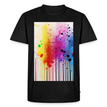 Éclaboussures de peinture et de lignes - T-shirt Premium bio Homme - noir - Devant - Nico (187cm)