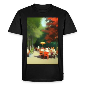 Outdoor Asian Cafe - Men's Premium Organic T-Shirt - black - Front - Nico (187cm)