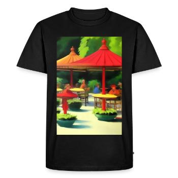 Outdoor Asian Cafe - Men's Premium Organic T-Shirt - black - Front - Nico (187cm)